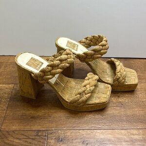 Dolce Vita Paily Cork Chunky Block Heels Size 6 Braided Double Strap